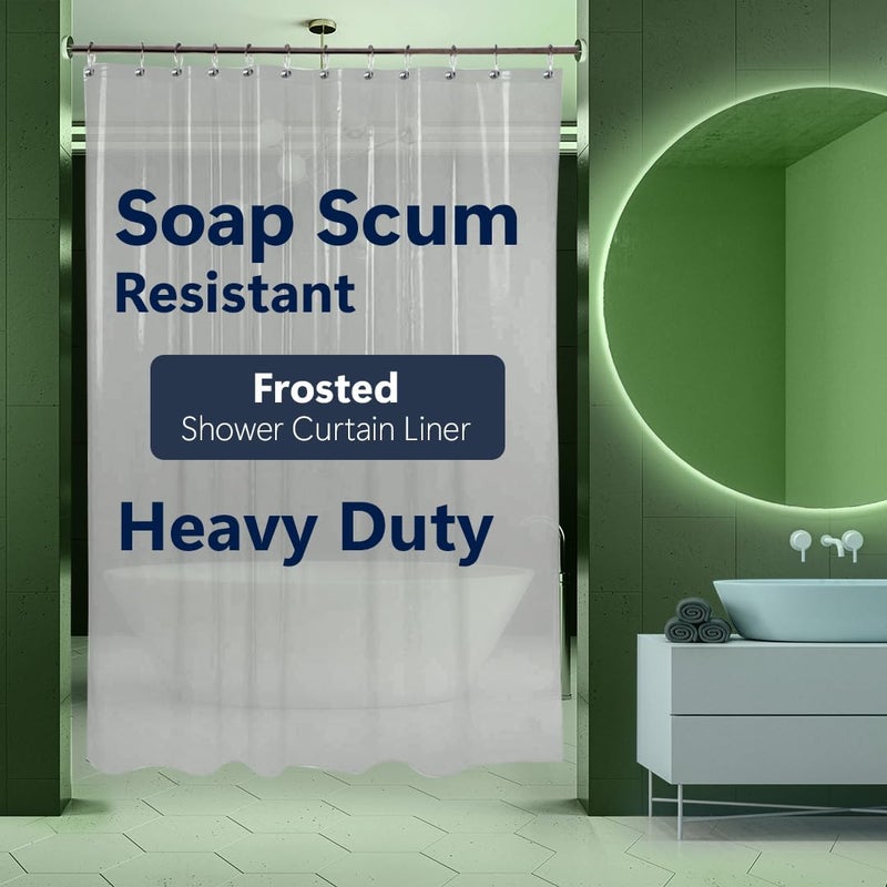 Epica Shower Curtain â€“ Strongest Heavy-Duty Clear Vinyl 72x72 Shower Curtain Liner â€“ Stain & Soap Scum Resistant with Rust-Proof Metal Grommets (Frosted) - Image 1